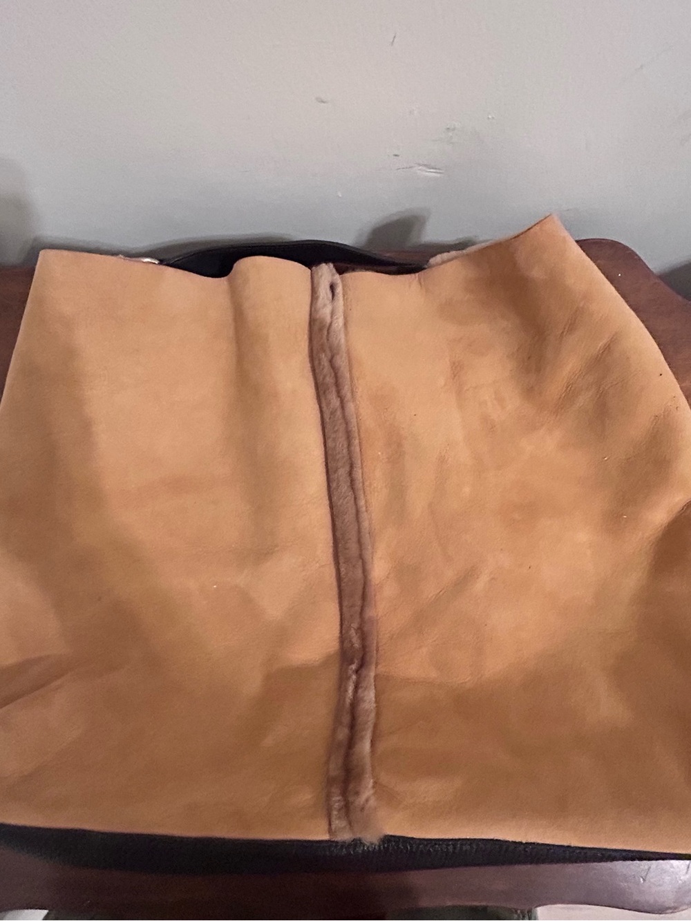 ❤️MAKE OFFER❤️ Furla Suede Hobo Bag Purse Large Brown Leather Fur Lined Y2K - Picture 5 of 7